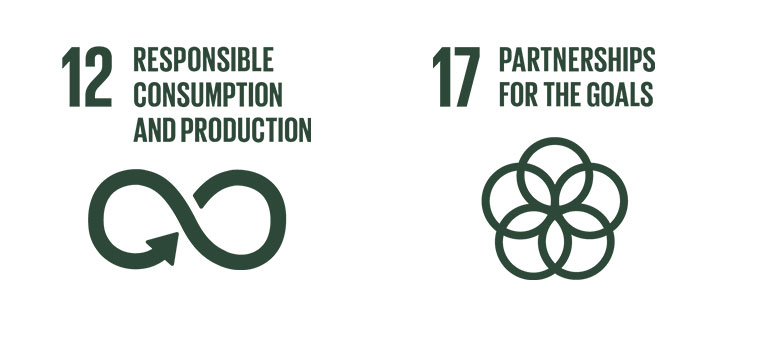 Two UN goals for product with green symbols.