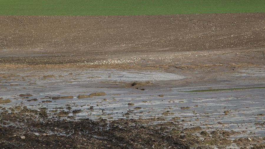 Soil affected by water erosion