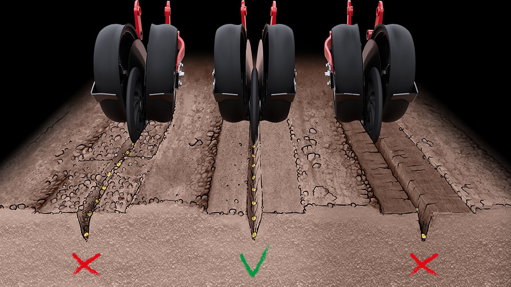 Active hydraulic downforce ensures each individual row unit applies the right pressure