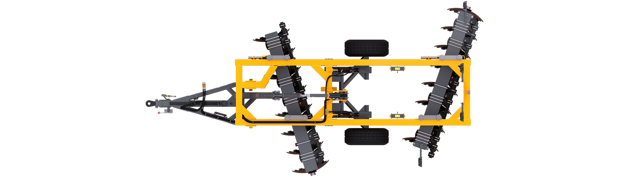 Aerial photo of a Wil-Rich field cultivator working in a field